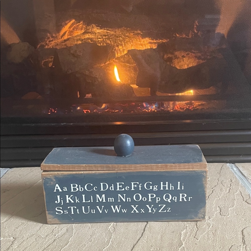 v i n t a g e :: Rustic Alphabet Wooden Box - blue handmade
